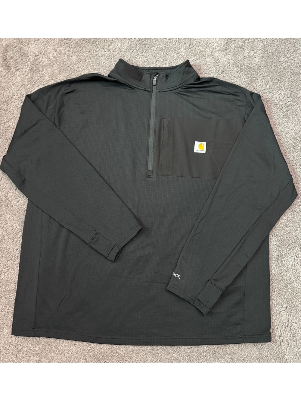 Carhartt Force Black 1/4 Zip Pullover Shirt 2XL Relaxed Fit
